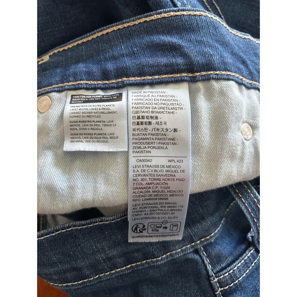 Levis Wedgie Straight Jeans Blue 31 High Rise Stretch Tapered Contrast Stitching - Picture 4 of 6